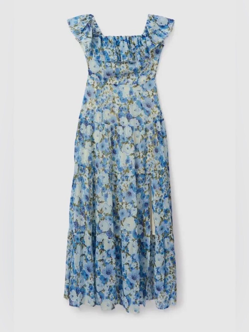 Paige Carmelia Silk Maxi Dress in French Blue Off the Shoulder Romantic Size 8 - Picture 2 of 10